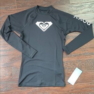 NWT Roxy black long sleeve rash guard top